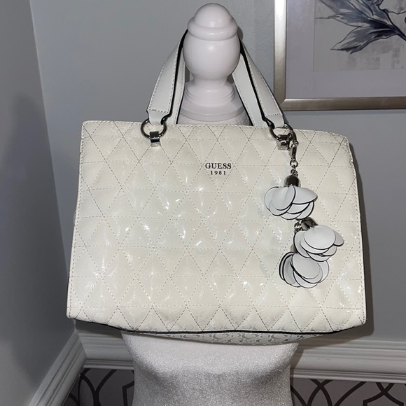 Guess Handbags - Guess Everly Grey Stone Faux Leather Satchel